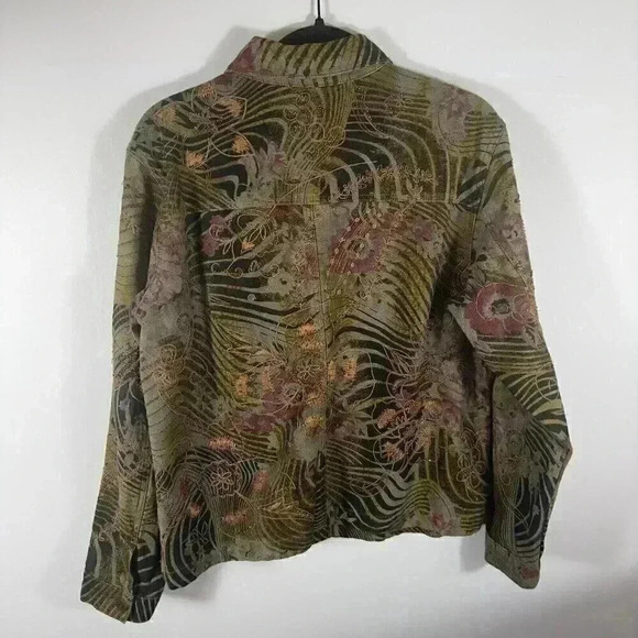 Chico’s Fashion Floral Retro Rhinestone Women Jean Jacket Size Medium Chico’s 2 - Picture 12 of 14
